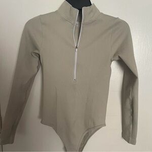 Beige Long Sleeve One Piece